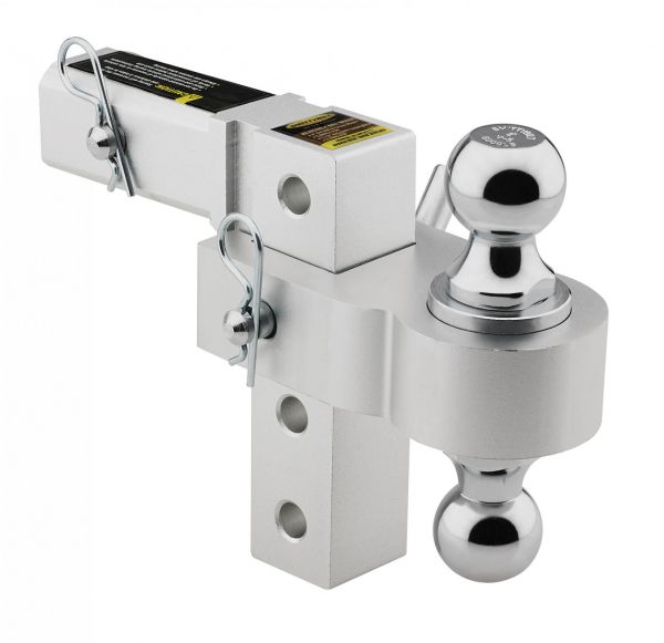 Aluminum receiver hitch ball mount with 2" & 1-7/8" ball attached