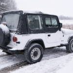 Jeep Wrangler with soft top in winter