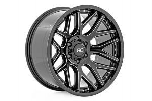 Rough Country 95 Series Wheel One-Piece Gloss Black Machined 20x10 8x180 -19mm 95201006M