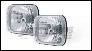 Rampage Headlight Conversion Kit Pair H4 With Cast Housing & Clear Glass Lens 200mm Rectangular For 1987-95 Jeep Wrangler YJ & 1984-01 Cherokee XJ (H4 55/60W Bulb Included) 5089927