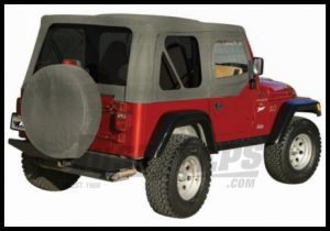 Rampage Complete Soft Top Kit With Tinted Rear Windows In Gray Denim For 1987-95 Jeep Wrangler YJ With Soft Upper Half Doors 68211