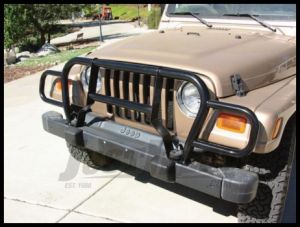 Rampage Front Euro Grill Guard Black Finish For 1987-06 Jeep Wrangler YJ & TJ 7659