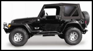 Rampage Soft Top OEM Replacement Skin & Windows Fits Full Steel Doors Black Diamond With Tinted Windows For 1997-06 Jeep Wrangler TJ 99335