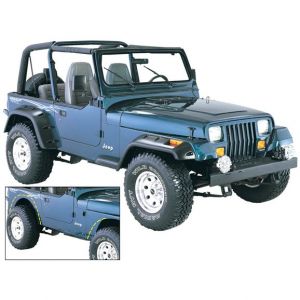Bushwacker 6" Cut-Out Style Fender Flares 4-Piece For 1987-95 Jeep Wrangler YJ Models