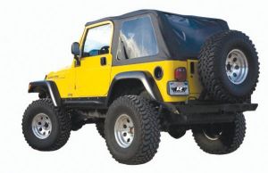 Rampage Frameless Soft Top Kit In Black Diamond Sailcloth With Tinted Windows For 1997-06 Jeep Wrangler TJ 109735