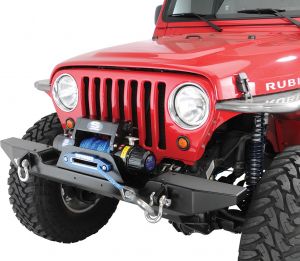 HyLine OffRoad Front Winch Bumper in Textured Black Powder Coat for 87-06 Jeep Wrangler YJ, TJ & Unlimited 250100110