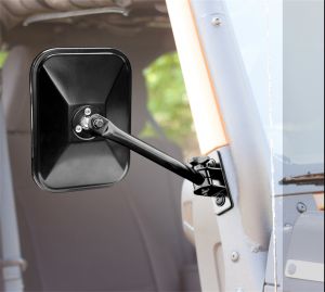 Rugged Ridge Quick Release RECTANGULAR Mirror Black For 1997+ Jeep Wrangler TJ JK TJ Unlimited & Wrangler Unlimited JK (Pair) 11025.12