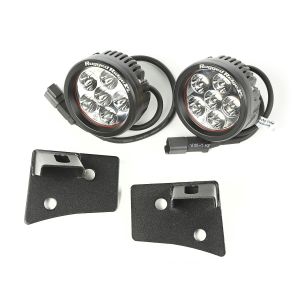Rugged Ridge Windshield LED Light Kit Textured Black With Mounting Brackets & Two 3.5" Round LED Lights For 2007-18 Jeep Wrangler JK 2 Door & Unlimited 4 Door Models 11027.17