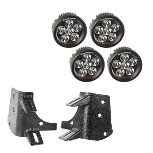 Rugged Ridge Dual A-Pillar LED Light Kit With 4 3.5" Round LED Driving Lights For 1997-06 Jeep Wrangler TJ & TJ Unlimited Models 11232.37