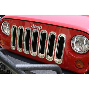 Rugged Ridge Grille Inserts in Chrome For 2007-18 Jeep Wrangler JK 2 Door & Unlimited 4 Door Models 11306.20