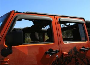 Rugged Ridge Front & Rear Rain Deflectors In Matte Black For 2007-18 Jeep Wrangler JK Unlimited 4 Door Models 11349.12