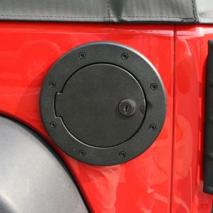 Rugged Ridge Locking Gas Hatch Cover in Black Painted Aluminum For 2007-18 Jeep Wrangler JK 2 Door & Unlimited 4 Door Models 11425.06