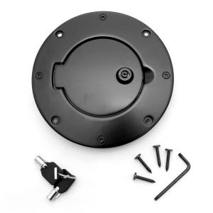 Rugged Ridge Locking Gas Hatch Cover in Black Painted Aluminum 1997-06 TJ Wrangler, Rubicon and Unlimited 11425.08