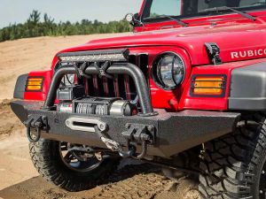 Rugged Ridge XHD Front Winch Mount Bumper Kit With Over-Ride Bar, D-Rings & Standard Bumper Ends For 1976-06 Jeep Wrangler YJ & TJ Models & Jeep CJ Series 11540.57