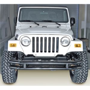 Rugged Ridge Double Tube Front Bumper in Gloss Black 1976-06 Wrangler YJ TJ and CJ Series 11560.02