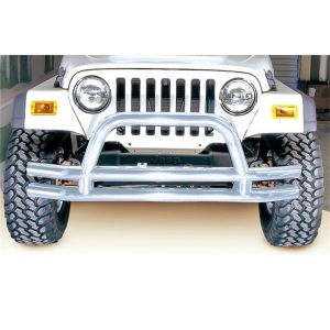 Rugged Ridge Double Tube Front Bumper with Hoop in Stainless Steel 1976-06 Wrangler YJ TJ and CJ Series 11563.01