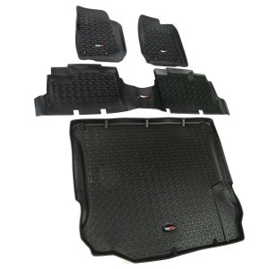 Rugged Ridge Front/Rear/Cargo Floor Liner Kit For 2011-18 Jeep Wrangler JK Unlimited 4 Door Models 12988.04-