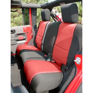 Rugged Ridge Custom Fit Neoprene Rear Seat Covers Black on Red 2007+ JK Wrangler 13264.53