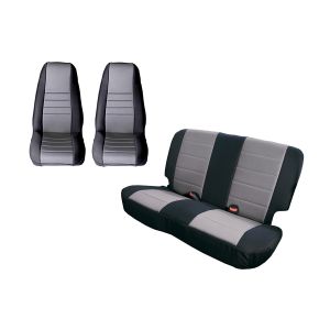 Rugged Ridge Seat Cover Kit, Black/Gray for 80-90 Jeep CJ/Wrangler YJ 13290.09