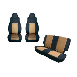 Rugged Ridge Seat Cover Kit, Black/Tan for 91-95 Jeep Wrangler YJ 13291.04