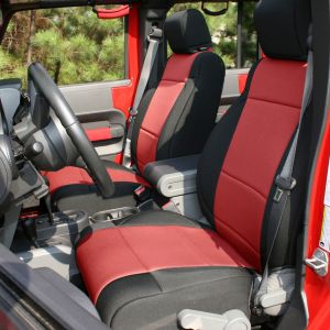 Rugged Ridge Seat Cover Kit, Black/Red for 07-10 Jeep Wrangler Unlimited JKU, 4 Door 13295.53