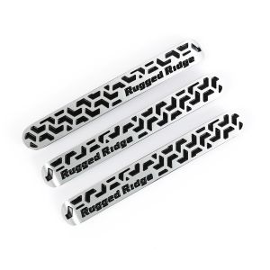 Rugged Ridge 3 Piece Black & Brushed Tread Elite Door Handle Insert Kit For 2007-18 Jeep Wrangler JK 2 Door Models 13311.52