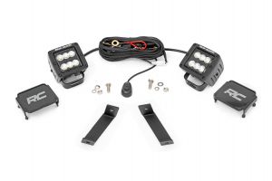 Rough Country LED Light Kit Ditch Mount 2" Black Pair Flood For 14-21 Jeep Cherokee KL 70079