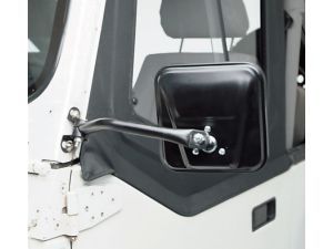 Rampage Side Mirrors Black Pair For 1976-95 Jeep CJ Series & Wrangler YJ (Bolts to Side of Hinge With 2 Screws) 7618