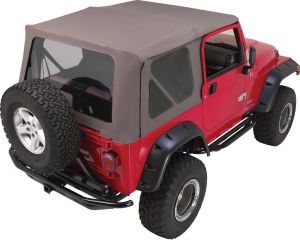 Rampage Complete Soft Top Kit With Clear Windows In Khaki Diamond For 1997-06 Jeep Wrangler TJ 68736