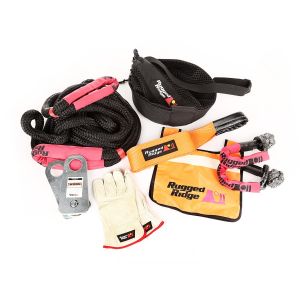 Rugged Ridge 30,000 Lb Premium Recovery Gear Kit With Soft D-Shackles, Snatch Block Pulley, Kinetic Recovery Rope, Gloves & More 15104.29