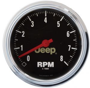 Auto Meter Jeep Logo 3 3/8" Diameter In-Dash Electronic Tachometer (up to 8,000 RPM) 880246