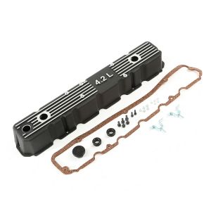 Omix-ADA Black Aluminum Valve Cover Kit For 1981-86 CJ Models With 4.2L Engine With "4.2L" On Embossed On The Cover 17401.21