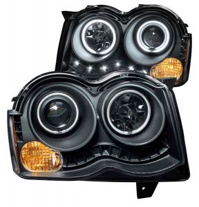 Anzo USA Projector HALO Headlights with Clear Lense Amber Bulb (CCFL) (NON HID) for 08-10 Jeep Grand Cherokee WK 111213