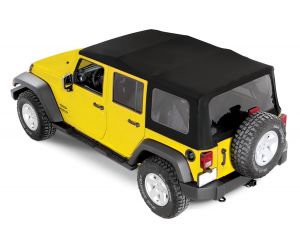 Mopar Complete Cable Style Sunrider Twill Soft Top with Spring Lift Assist in Black for 07-18 Jeep Wrangler JKU 82213652 