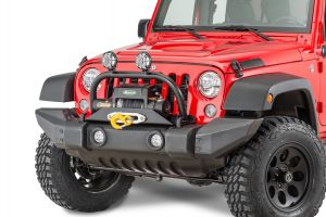 Rock Hard 4X4 Over Rider Hoop with Light Tabs for 07-18 Jeep Wrangler JK with Rock Hard Winch Mount RH-5013