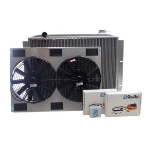 Griffin Radiator & Thermal Products Offroad Series Tall Core Aluminum Radiator Combo Unit for 73-86 Jeep CJ's With GM V8 and Automatic Transmission CU-70303