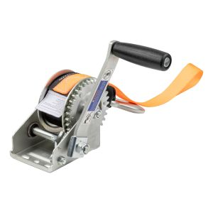 Curt Manufacturing Hand Crank Winch with 15' Strap & Bow Loop (900 lbs, 6.5" Handle) 25002