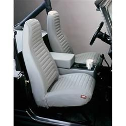 BESTOP Front High Back Bucket Seat Covers In Grey Denim For 1976-91 Jeep Wrangler & CJ Series 29227-09
