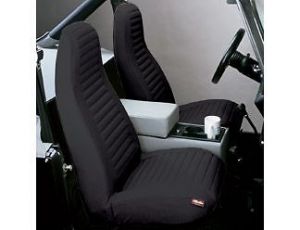 BESTOP Front High Back Bucket Seat Covers In Black Denim For 1976-91 Jeep Wrangler & CJ Series 29227-15