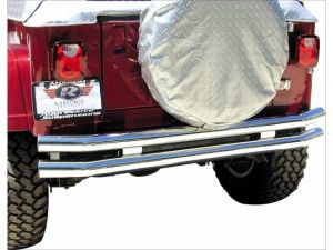 Rampage Rear Double Tube Bumper Without Hitch Stainless Steel For 1976-06 Jeep CJ Series, Wrangler YJ & TJ 8449