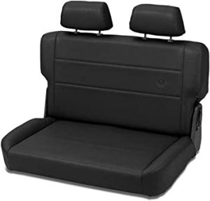 BESTOP TrailMax II Fold & Tumble Rear Bench Seat In Black Denim For 1955-95 Jeep Wrangler YJ & CJ Series 3944015