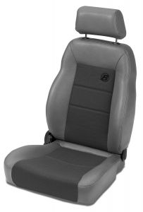 BESTOP TrailMax II Pro Front Reclining Passenger Seat With Fabric Front In Grey Denim For 1976-06 Jeep CJ Series, Wrangler YJ & Wrangler TJ Models 3946009
