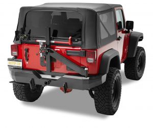 BESTOP HighRock 4X4 Rear Bumper With Tire Carrier In Black For 2007-18 Jeep Wrangler JK 2 Door & Unlimited 4 Door Models 42934-01