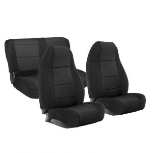 SmittyBilt Neoprene Front & Rear Seat Cover Kit in Black/Black For 1991-95 Jeep Wrangler YJ 471101