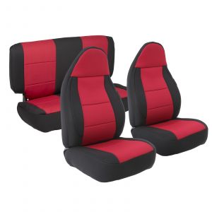 SmittyBilt Neoprene Front & Rear Seat Cover Kit in Black/Red For 1997-02 Jeep Wrangler TJ Models 471230