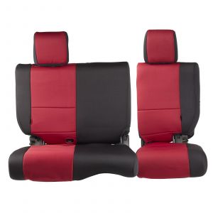 SmittyBilt Neoprene Front & Rear Seat Cover Kit in Black/Red For 2013-18 Jeep Wrangler JK Unlimited 4 Door Models 471630