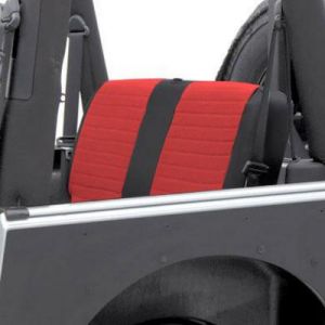 SmittyBilt XRC Rear Seat Cover In Red On Black For 2008+ Jeep Wrangler JK 4 Door Unlimited 758230