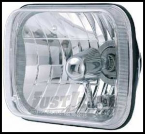 Rampage Headlight Conversion Single H4 With Cast Housing & Clear Glass Lens 200mm Rectangular For 1987-95 Jeep Wrangler YJ & 1984-01 Cherokee XJ (H4 55/60W Bulb Not Included) 5081127