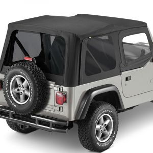 Pavement Ends Replay Replacement Top Black Denim With Tinted Windows For 1997-02 Jeep Wrangler TJ (Fits With Half Steel Doors) 51197-15