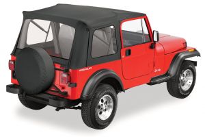 BESTOP Supertop With Clear Rear Windows In Black Denim For 1976-95 Jeep Wrangler YJ & CJ7 Fits With Factory Steel Doors 5159915